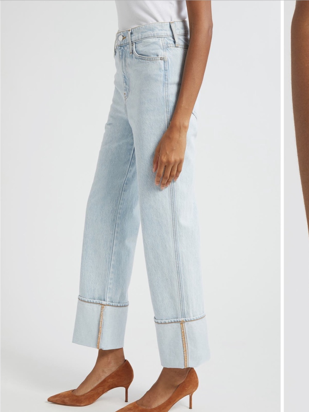 Veronica Beard Dylan High Rise Straight Ankle Jeans Cuffed Ankle Sz 31 NEW - Picture 3 of 13